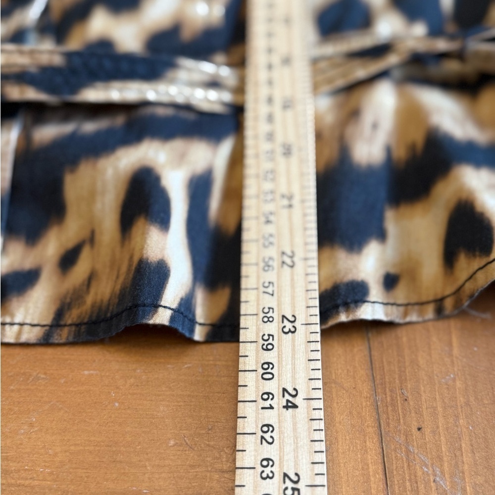 Jones New York Cheetah Womens XL Short Sleeve blouse Belt Chic Elegant Feminine - Picture 9 of 9